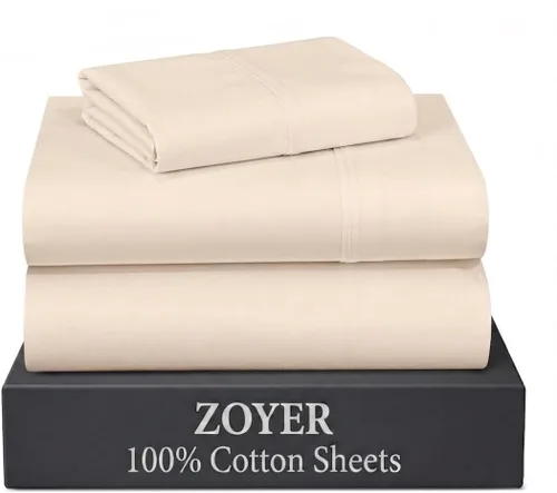 Miniatura 46 de ZOYER Sábanas de percal 100 % algodón tamaño King, refrescantes y transpirables para personas que duermen con calor, ropa de cama crujiente