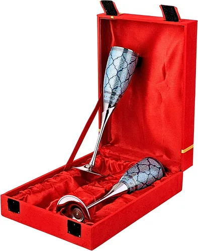 Miniatura 11 de Copas de champán de boda chapadas en oro de 24 quilates para la novia y el novio, copa de latón para comunión, cáliz de metal, regalo para parejas