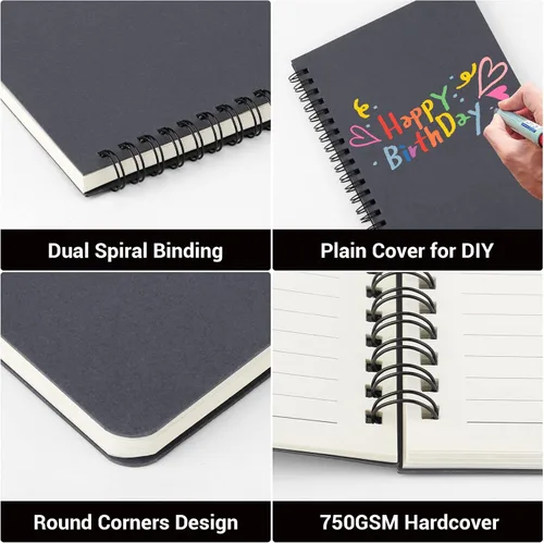 Miniatura 4 de EUSOAR - Cuaderno en espiral de papel gráfico, tamaño B5, paquete de 3 cuadernos de 7.3 x 10.2 pulgadas, 120 páginas, cuaderno de tapa dura con Gris