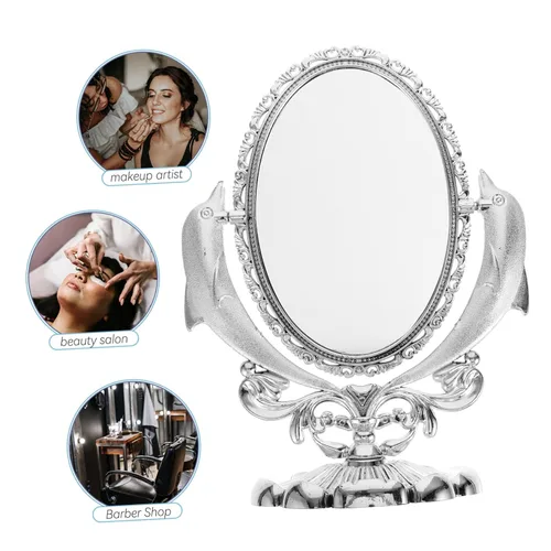 Miniatura 3 de CHILDWEET Espejo de maquillaje de doble cara, espejo de escritorio giratorio para tocador de mesa, reflejo para aplicación de maquillaje, base