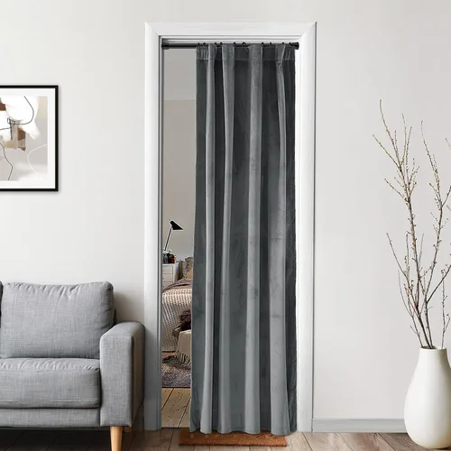 Miniatura 16 de XTMYI Paneles de Cortinas de Puerta Opacas de Terciopelo para Dormitorio, Aislamiento Térmico de Invierno Cálido con Pestaña Trasera y Bolsillo