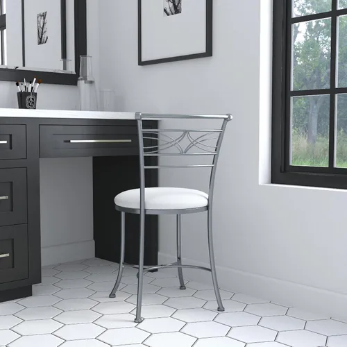 Miniatura 13 de Hillsdale Furniture Dutton - Taburete de tocador, cromado