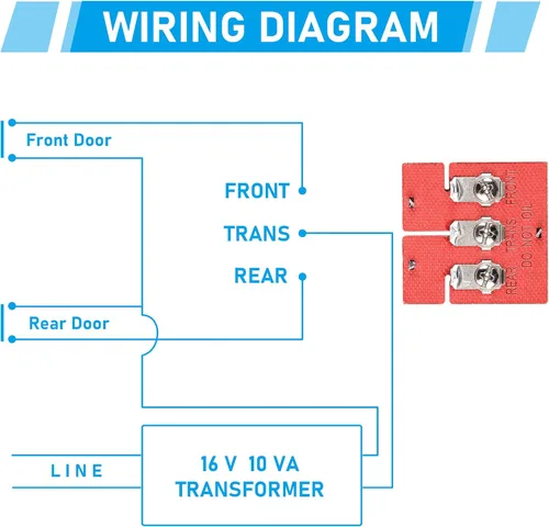 Miniatura 8 de Saillong Timbre de puerta con cable, 16 V 10 VA timbre de puerta delantera y trasera para pared del hogar, compatible con timbre y transformador