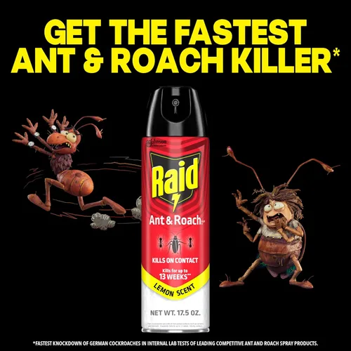 Miniatura 6 de Raid Ant & Roach Killer Spray para insectos enumerados, sigue matando durante semanas, aroma a limón, 17.5 onzas