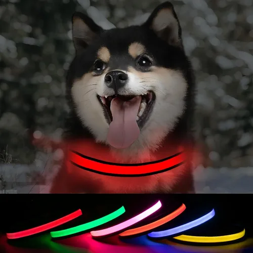 Miniatura 9 de Collares de perro iluminados recargables, collar de perro que brilla en la oscuridad, impermeable, collares de perro con luces LED intermitentes