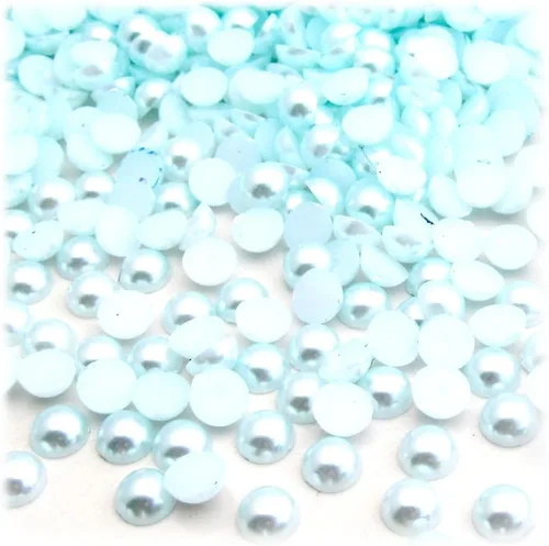 Miniatura 3 de 144 cuentas de media cúpula con acabado perlado, redondas, 0.197 in, azul aguamarina