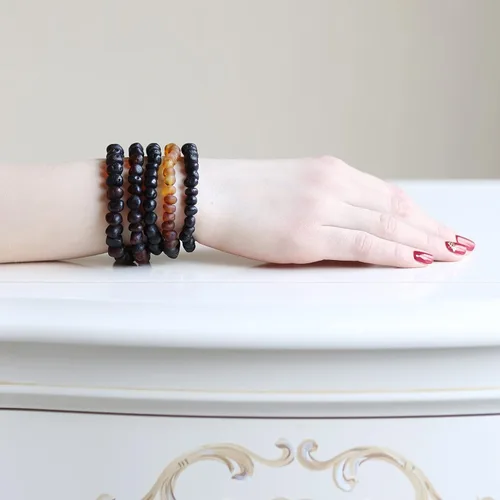 Miniatura 10 de Pulseras de ámbar crudo para adultos hechas con banda elástica, 7 pulgadas, hechas a mano con cuentas de ámbar báltico sin pulir/certificado