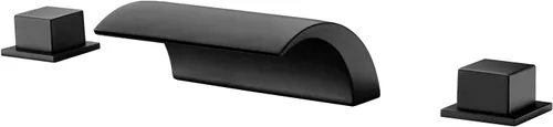 Grifo de bañera romana para montaje en cubierta, color negro mate, grifo de bañera de cascada de flujo extra alto, SUMERAIN