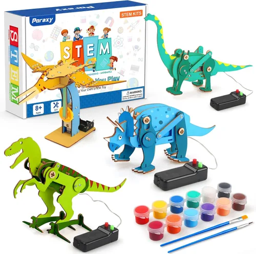 Poraxy Juguetes de dinosaurio, kits STEM 4 en 1 para niños de 8 a 10 años, juguetes para edades de 8 a 13 años, proyectos de construcción de ciencia