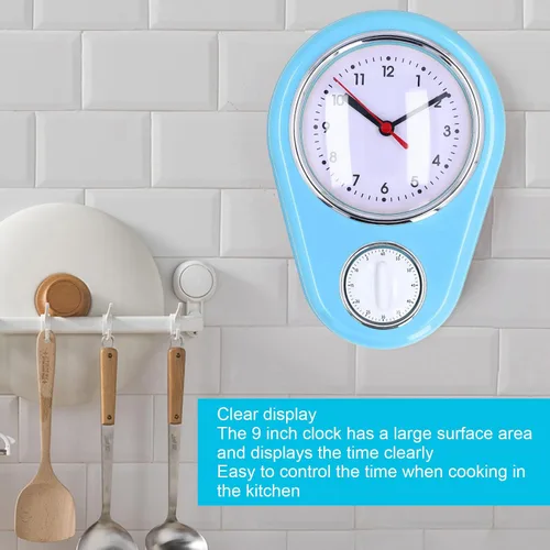 Miniatura 4 de Reloj de pared de 9 pulgadas, temporizador de cocina retro, temporizador de pared de cuenta regresiva de pared, reloj de pared de cocina, mini reloj