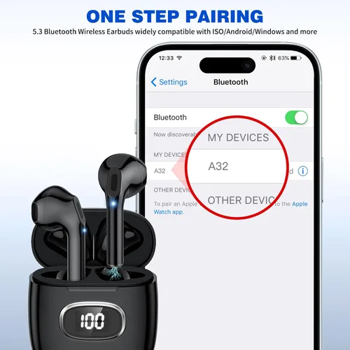 Miniatura 6 de Auriculares inalámbricos para Samsung S26 S25 Ultra S24 S23 Fe S22 Plus, 5.3 auriculares Bluetooth inalámbricos con micrófono estéreo para iPhone 17