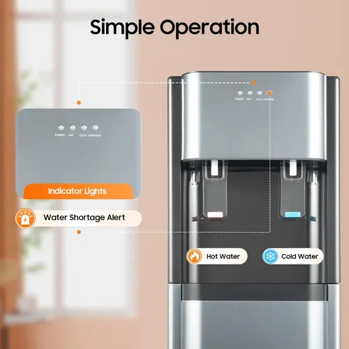 Miniatura 5 de Dispensador de enfriador de agua de carga inferior con agua fría caliente o agua ambiente, 3 ajustes de temperatura, calefacción de 500 W