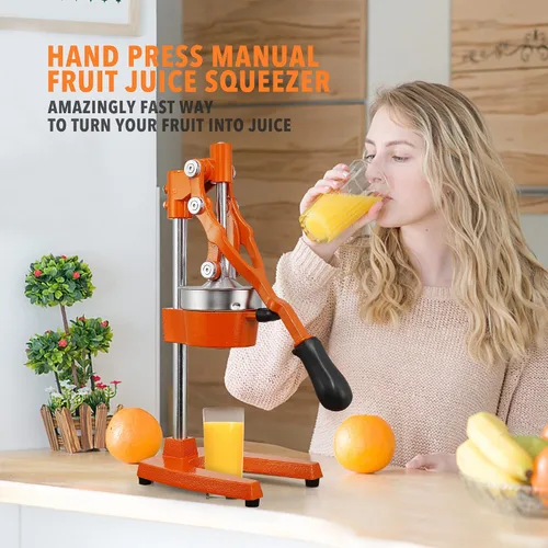 Miniatura 2 de Exprimidor Manual de Frutas de Hierro Fundido Extra Alto de 19 Pulgadas de Altura, Prensa Manual Comercial de Servicio Pesado para Naranja
