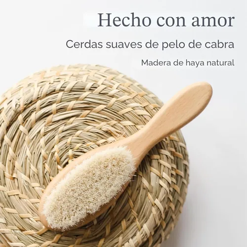 Miniatura 6 de Natemia Cepillo de madera para el pelo del bebé Cerdas suaves naturales para recién nacidos y niños pequeños Cuidado suave de la cuna Regalo