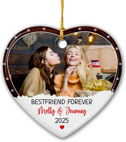 Miniatura 15 de Adorno de Navidad personalizado con foto de pareja 2025 con cualquier imagen, adorno de Navidad molesto, carga cualquier foto, adorno de cerámica