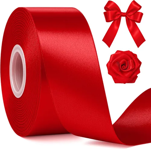 Miniatura 13 de Fullive Cinta rosa de 1 1/2 pulgadas, 30 yardas de cinta rosa para envolver regalos, cintas de satén de poliéster para el día de la madre