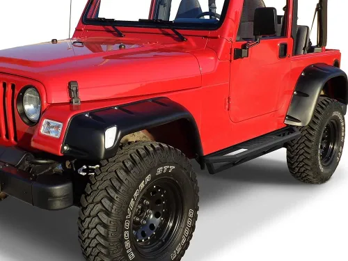 Miniatura 6 de APS iArmor Escalones Laterales de Acero Inoxidable para Jeep Wrangler 1987-2006 (Resistente, Recubierto en Polvo Negro)