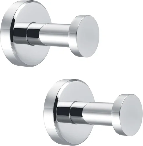 APLusee Paquete de 2 ganchos para toallas de baño cromados pulidos, ganchos redondos para batas de acero inoxidable 304 para baño, cocina, garaje,