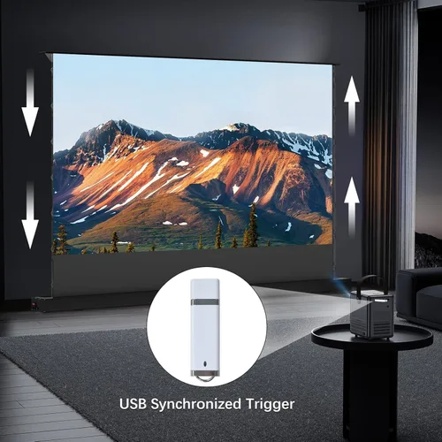 Miniatura 5 de IN&VI Pantalla de proyector motorizada para proyector de tiro largo/estándar, pantalla de cine para cine en casa, pantalla de proyector motorizada