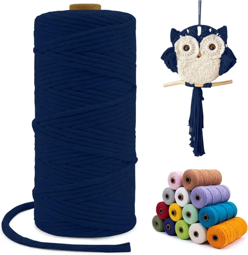 Miniatura 74 de Cuerda de macramé de una sola hebra de 0.197 in x 110 yardas, cuerda de macramé de algodón natural de 0.197 in, cuerda de algodón grueso para colgar