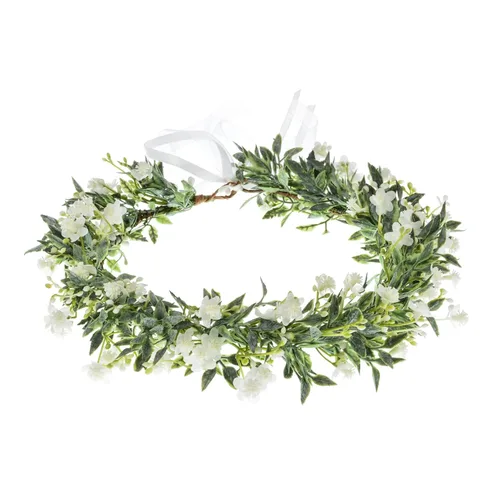Miniatura 4 de DreamLily Corona blanca de flor de aliento de bebé, corona de eucalipto, tocado de dama de honor, corona de pelo bohemio DFS18 (azul eucalipto)