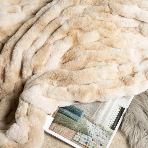 Miniatura 6 de Manta de piel sintética súper suave, manta de felpa acogedora de lujo real para sofá, cama, silla, manta reversible de terciopelo de piel sintética