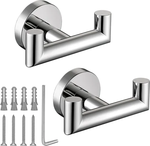 Miniatura 9 de Ganchos para toallas para baños, gancho negro mate para toallas de cocina y baño, gancho de acero inoxidable SUS304, ganchos dobles resistentes