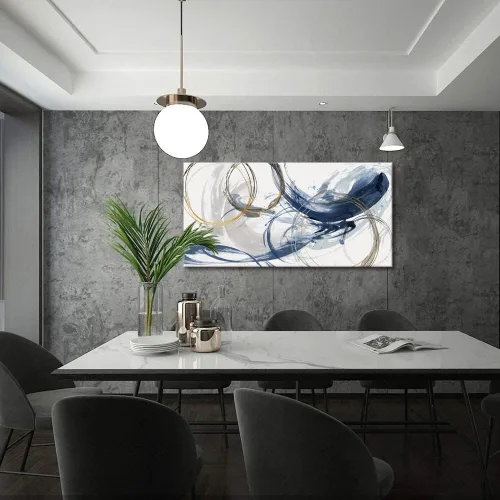 Miniatura 7 de Sxurmtiie Lienzo decorativo para pared, arte abstracto, fantasía azul, grafiti colorido sobre fondo blanco, 32 x 48 pulgadas, arte moderno