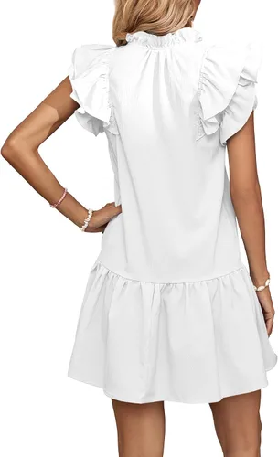 Miniatura 2 de LYANER Minivestido casual con volantes y cuello en V para mujer
