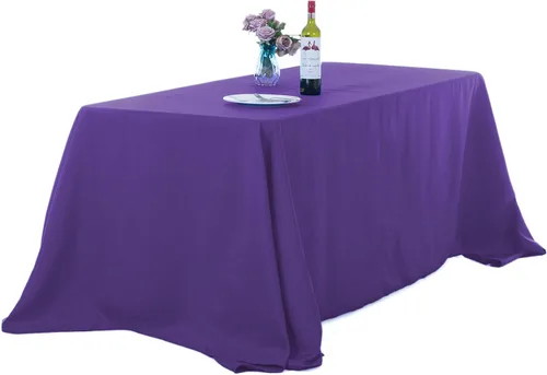 Miniatura 37 de Ascoza Paquete de 2 manteles rectangulares blancos de 60 x 84 pulgadas, tela de poliéster de 4 pies, para bodas, banquetes, restaurantes y fiestas