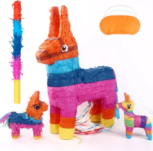 Miniatura 9 de Cinco De Mayo - Piñata de burro para fiesta de cumpleaños infantiles, 2 tamaños, piñatas para diversión, fiesta, taco, suministros para fiestas