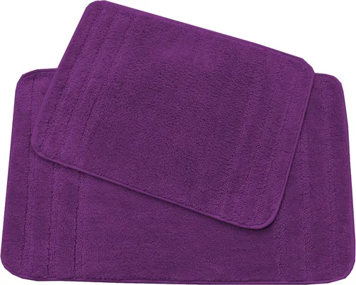 Miniatura 5 de All American Collection Juego de 2 alfombrillas de baño rectangulares antideslizantes de felpa lanuda absorbente de agua para baño y bañera de Beige