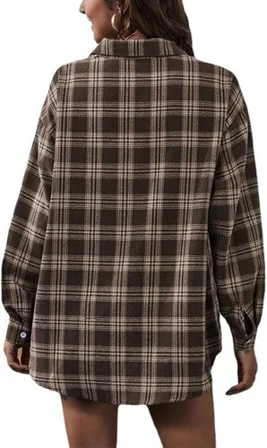Miniatura 6 de Zontroldy Camisas de Franela a Cuadros para Mujer de Talla Grande Manga Larga con Botones a Cuadros Buffalo Camisa Blusa Tops