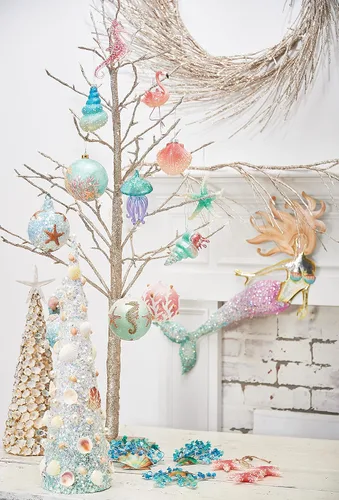 Miniatura 3 de Gallerie II Adorno colgante de cristal pequeño para árbol de Navidad de 5 pulgadas para todas las estaciones, versátil para verano, playa, casa