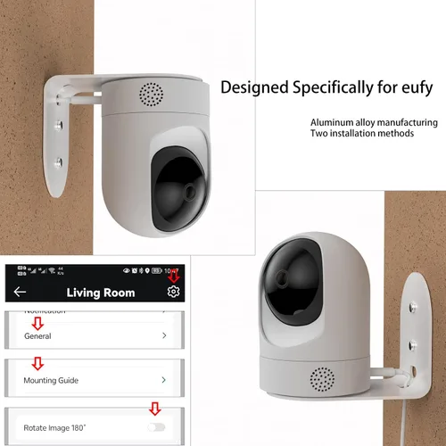 Miniatura 2 de Soporte de pared de metal para Eufy Security Indoor Cam E220 y Eufy P24, proporciona mejores ángulos de visión