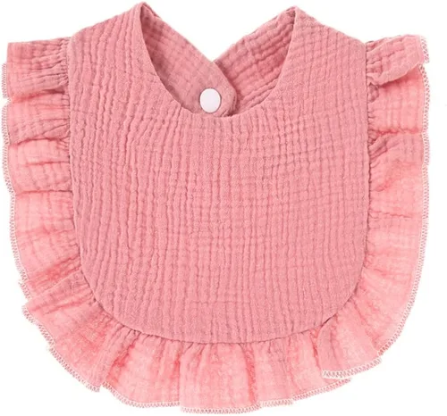 Miniatura 3 de Juego de 4 baberos de muselina sólida contra babeo para bebé, unisex, para niños y niñas, de algodón, ajustables, para dentición, alimentación