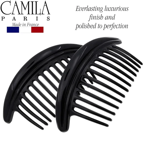 Miniatura 5 de Camila Paris MP978/2 - Peines laterales franceses para el cabello, peines curvados negros entrelazados, pinzas de pelo de sujeción fuerte