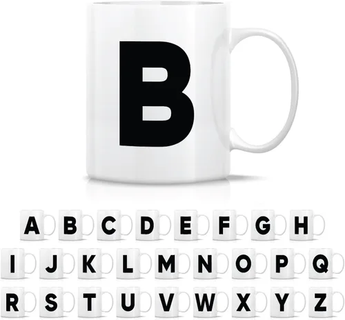 Miniatura 21 de Retreez Taza con monograma con monograma del alfabeto de la A a la Z con inicial, tazas de café de cerámica de 11 onzas – Agradecimiento