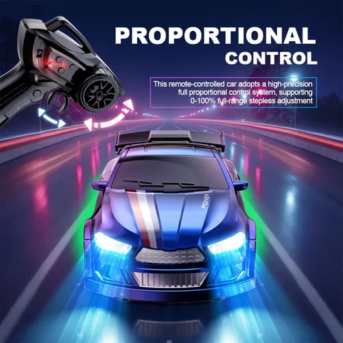 Miniatura 3 de Mini coche de deriva RC a escala 1:64 con giroscopio proporcional completo RTR 2.4Ghz control remoto con luces RGB (04-negro)
