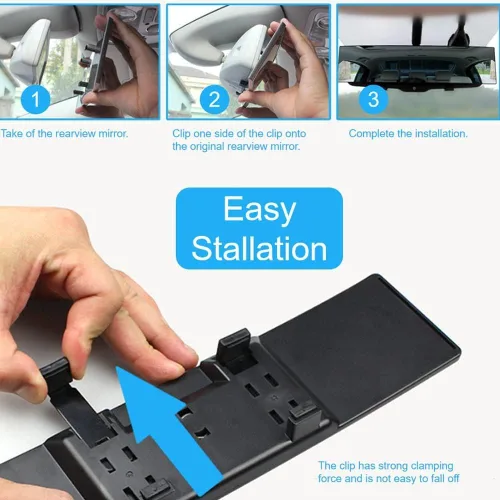 Miniatura 3 de OBTANIM Espejo retrovisor para automóvil de 10.6 pulgadas, vidrio HD, antirreflejo, clip panorámico gran angular, accesorios para espejo retrovisor