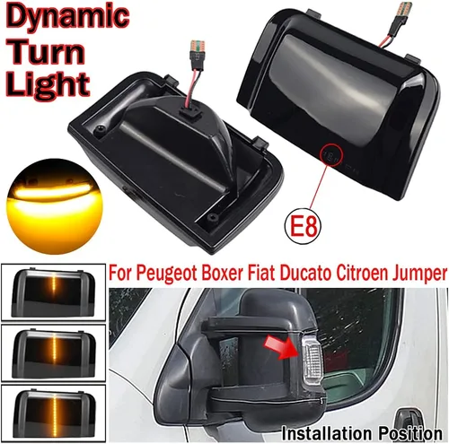 Miniatura 3 de Para-Peugeot Boxer Fiat Ducato Citroen Jumper Espejo retrovisor lateral intermitente dinámico Indicador de flujo LED Luz intermitente (amarillo)