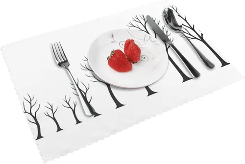 Miniatura 17 de Rectangular Placemats Set of 4, Heat Resistant Orange Printed Kitchen Dining Table Mats