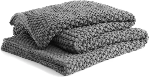 Miniatura 18 de YnM Manta de Punto Grueso de Algodón, Mantas de Punto Trenzado para Cama, Sofá, Sillón, Cómoda y Relajante, Pieza Decorativa para Casa de Campo