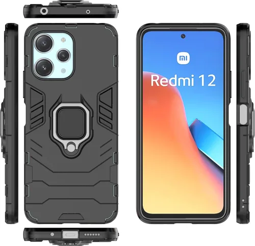 Compatible con Xiaomi Redmi 12 4G 23053RN02A y Note 12R 5G 23076RA4BC Funda de caja, soporte Shell negro