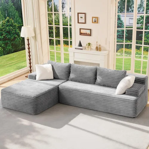 Miniatura 28 de Hobestluk Sofá modular modular sin hueso, sofá en forma de L, sofá modular de 3 asientos, sofá modular de espuma viscoelástica para muebles de sala