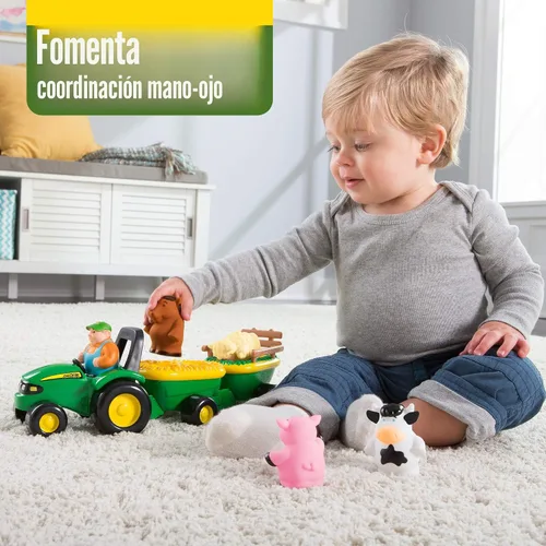 Miniatura 6 de TOMY John Deere Animal Sounds Hayride Juguete Musical de Tractor - Juguetes Musicales de Paseo en Carro de Heno para Niños Pequeños - Incluye Figura