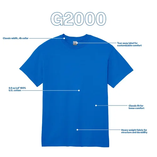 Miniatura 4 de Gildan Ultra Cotton - Camiseta de algodón para hombre, estilo G2000, multipack, Carolina Blue (paquete de 2), 3XL