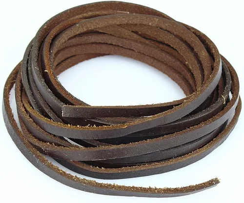 Miniatura 14 de (TM) Cordón de cuero genuino plano de 3 mm para trenzado, negro (5 yardas)