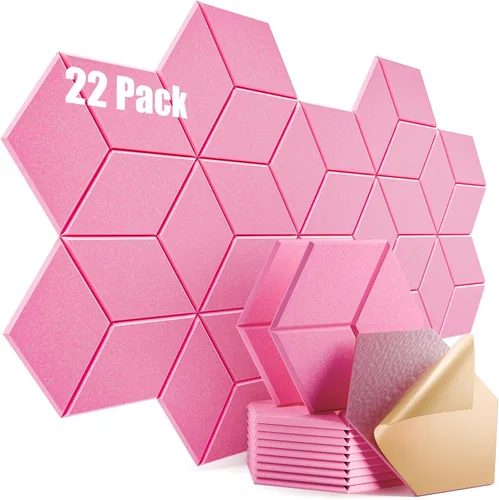 Miniatura 51 de Paquete de 12 paneles acústicos autoadhesivos de 12 x 10 x 0.4 pulgadas, paneles de espuma a prueba de sonido con alta densidad, elegante diseño
