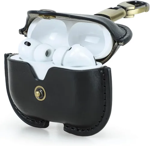 Funda de cuero de repuesto Hiram para Airpods Pro 3 2025, Funda de viaje portátil de cuero vegetal adobado compatible con Airpods Pro 3, Fundas de